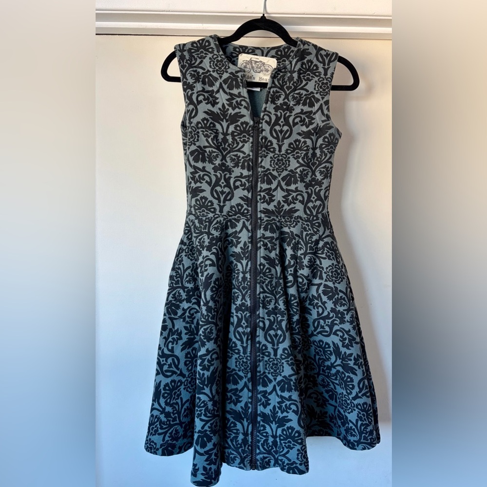 Effie's Heart Black and Green Patterned Midi Dress